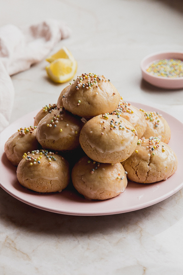 Gluten-free Italian Easter cookies piled on a plate.
