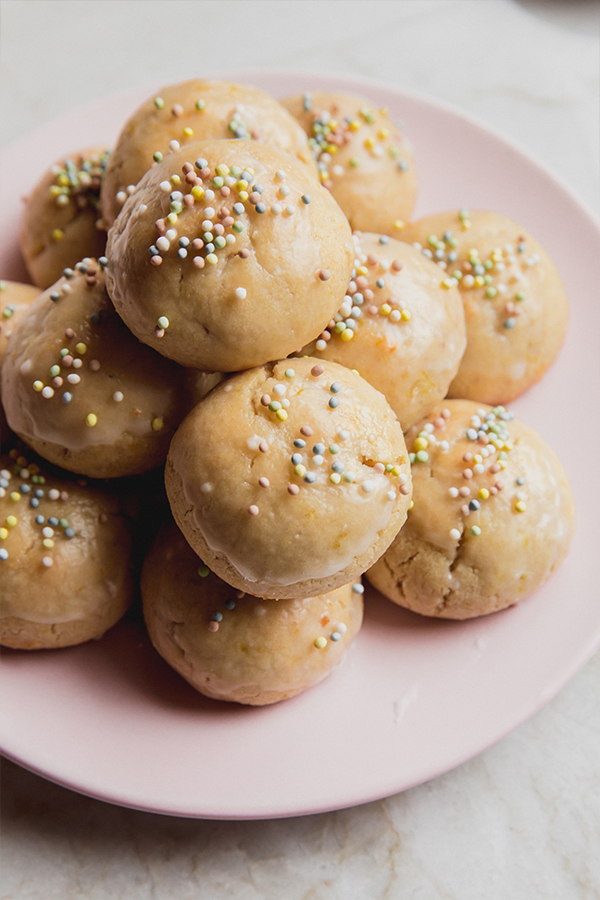 Pile of gluten-free Italian Easter cookies on a plate.