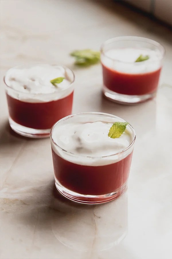 Sicilian watermelon pudding in small glasses.