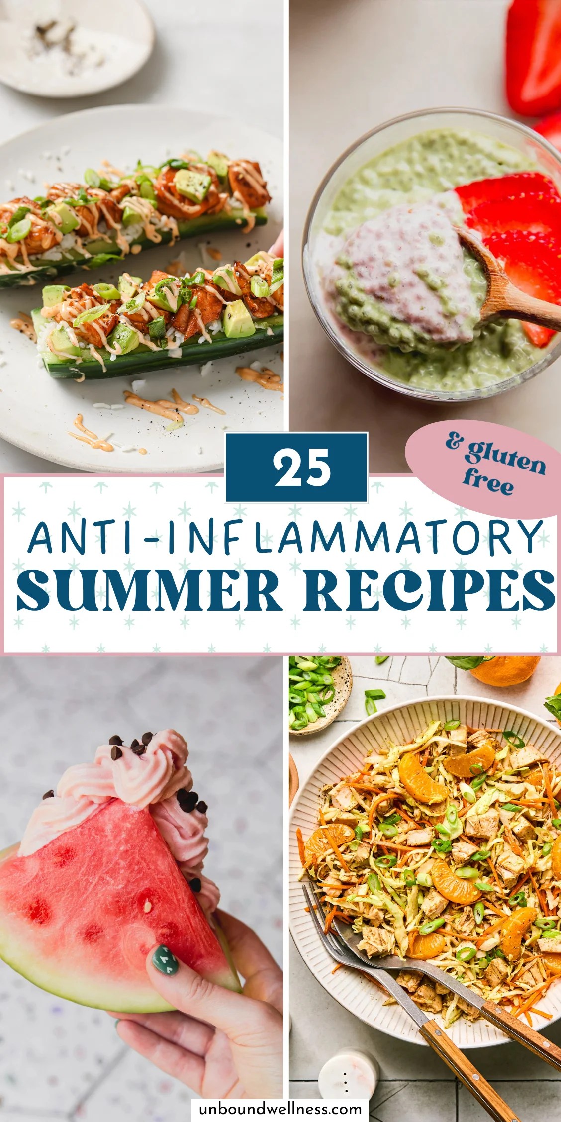 Collage of anti-inflammatory summer dinners 