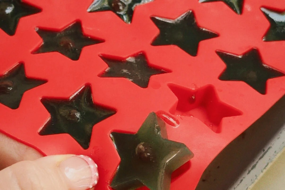 sour apple gushers being removed from mold