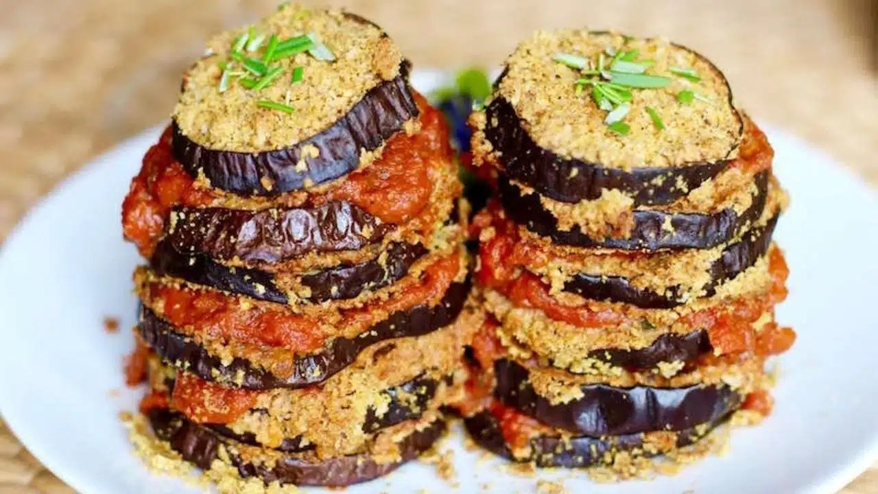 Eggplant Marinara Stacks, Beautiful & Vegan! UnchainedTV