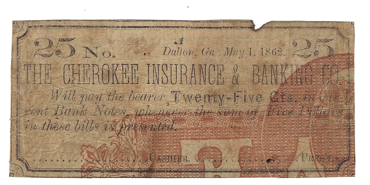 Dalton Cherokee Insurance & Banking Co. 25 cents Uncle Davey