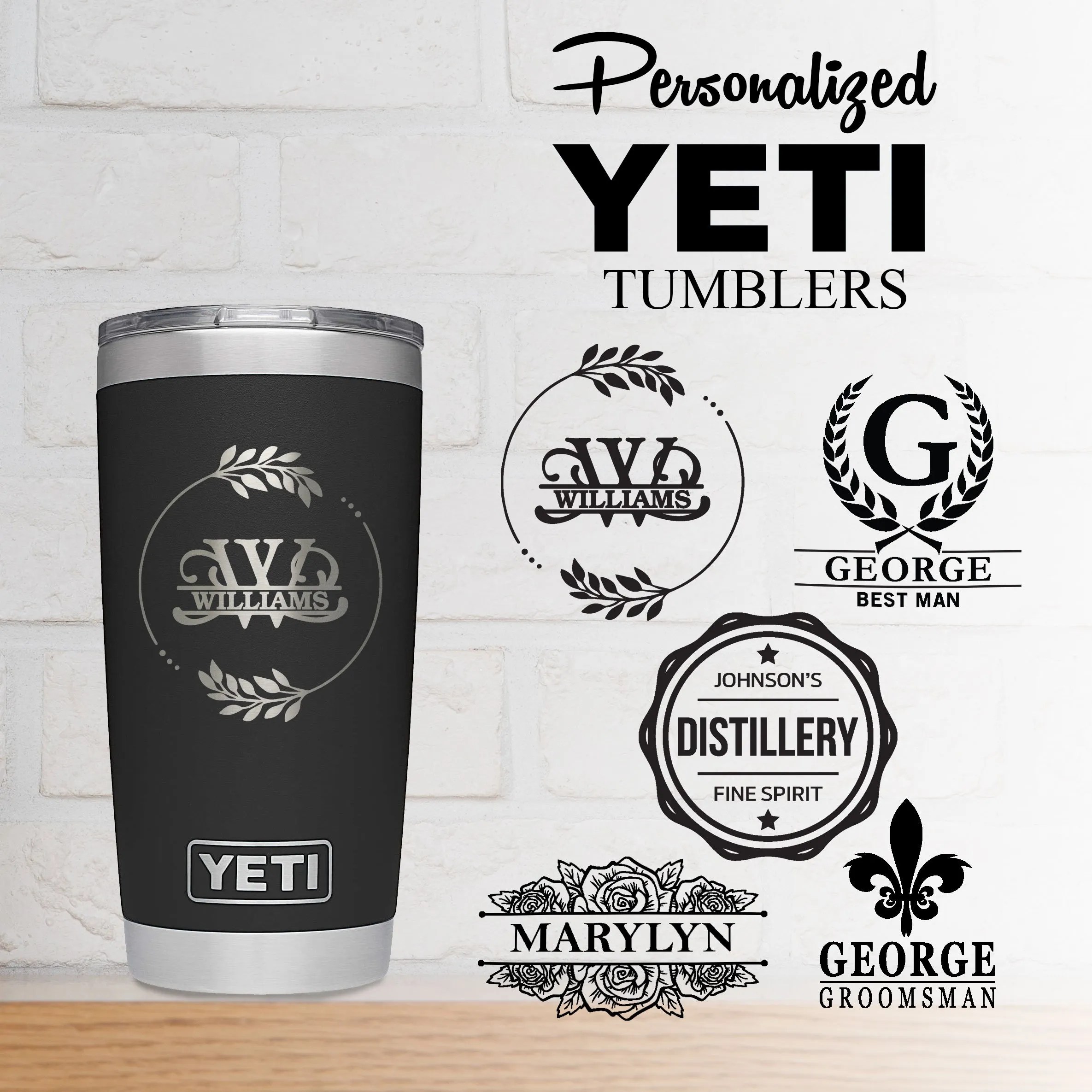 Personalized 20 oz Yeti Tumbler Laser Engraved Keepsakes