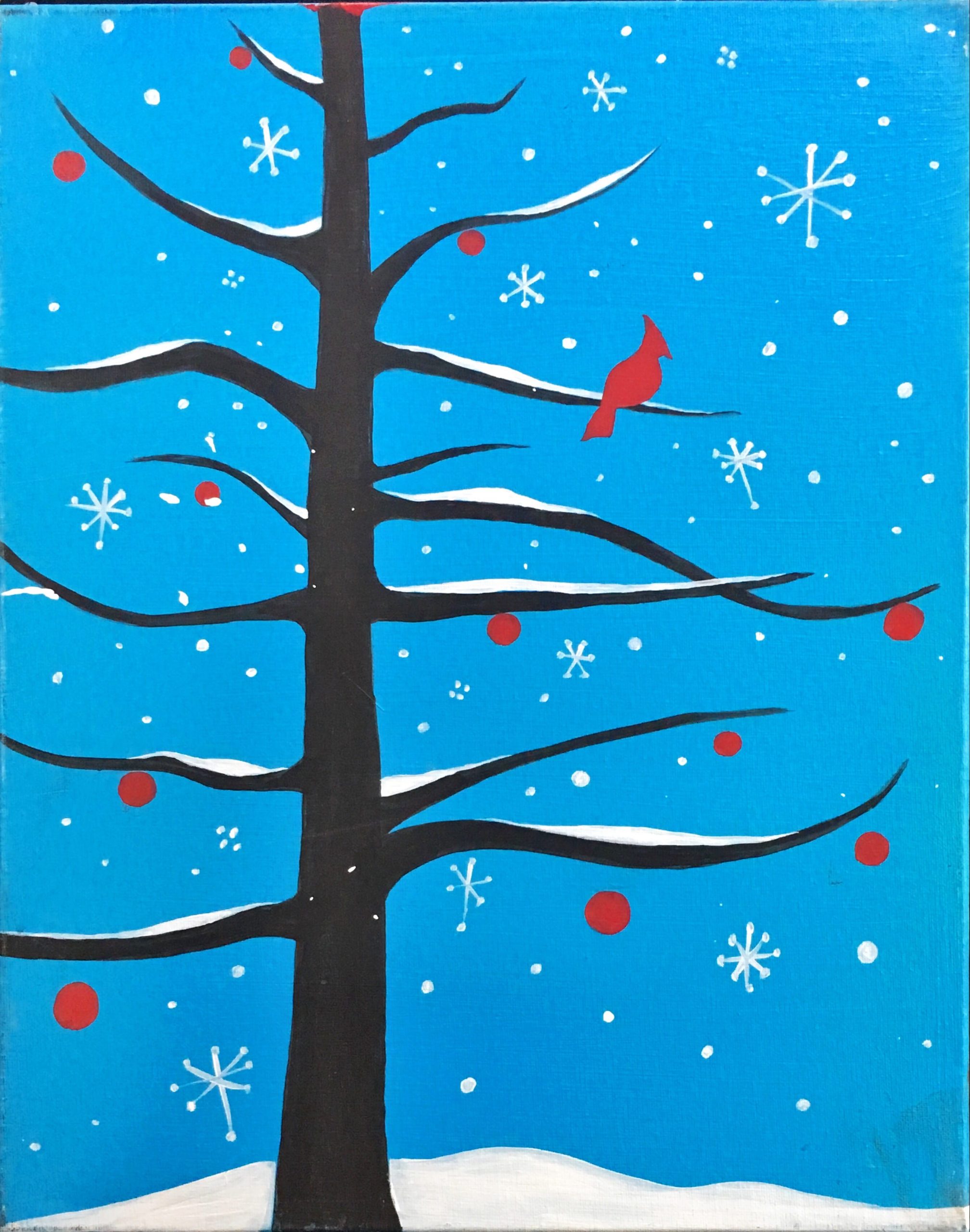 Winter Tree Paint and Sip Event