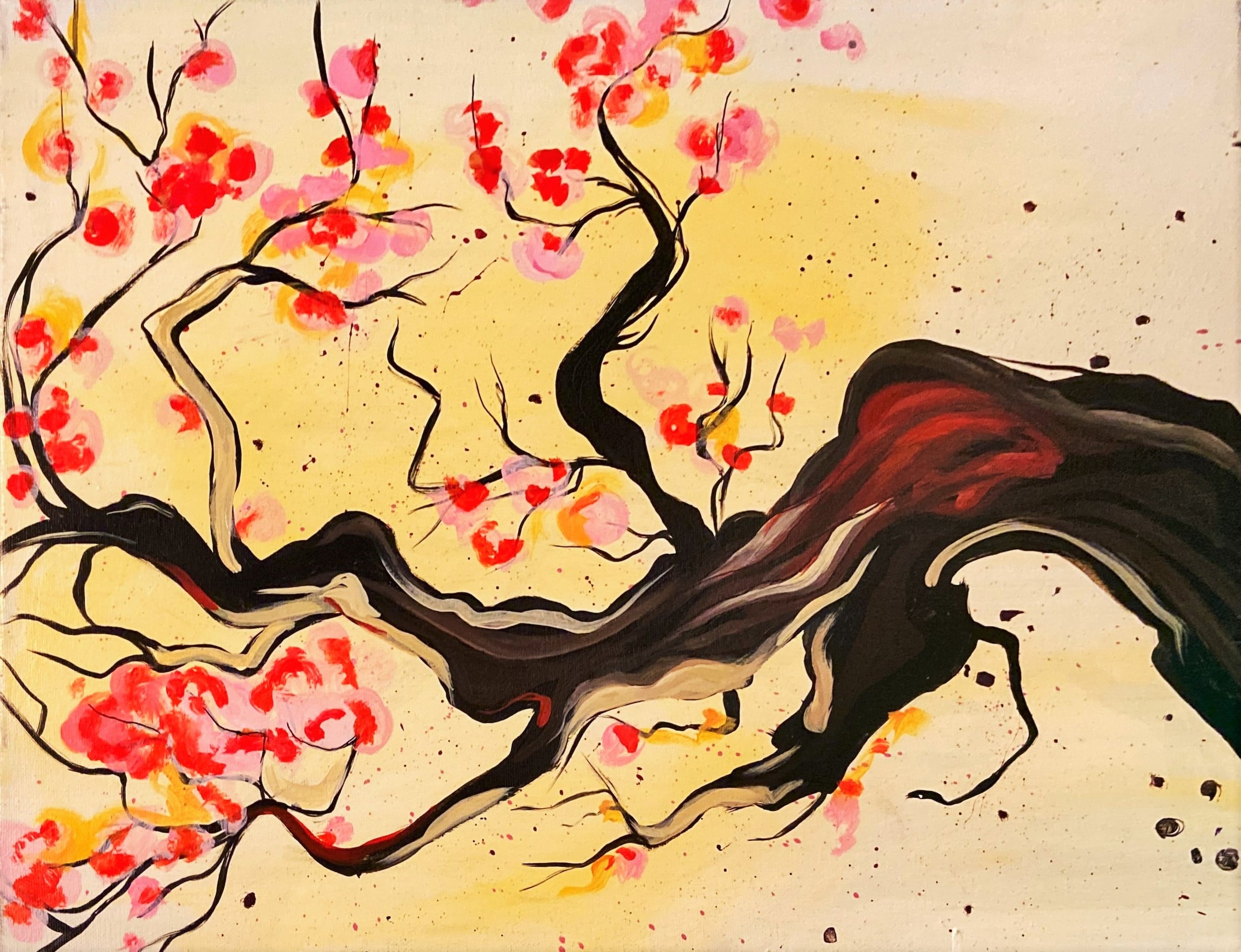 Art At Home Cherry Blossoms Tutorial Step by Step Uncorked Canvas