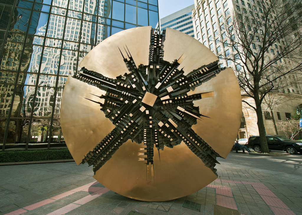 Firebird Sculpture On Tryon Downtown Charlotte Black & White Wall Art