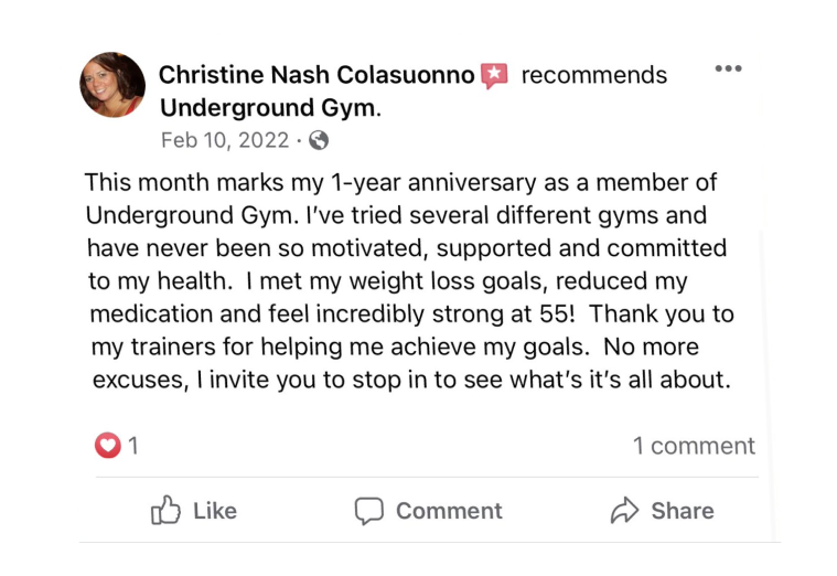 Underground Gym helps to stay fit Testimonials