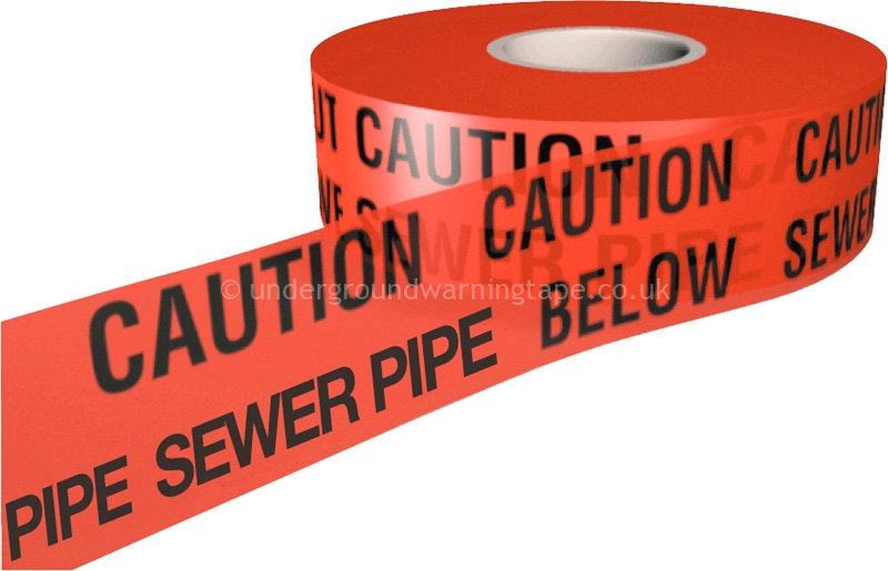 CAUTION Sewer Pipe Warning Tape Underground warning tape by Custom Tape Ltd