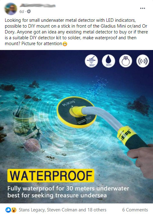 Metal Detector on Future Underwater Drones Underwater Drone Forum