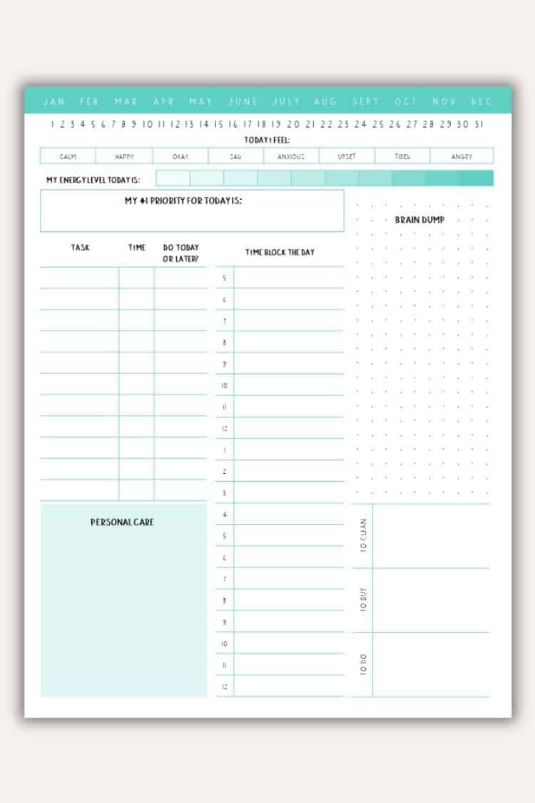 The Ultimate FREE Printable ADHD Daily Planner Template Undoubted Grace