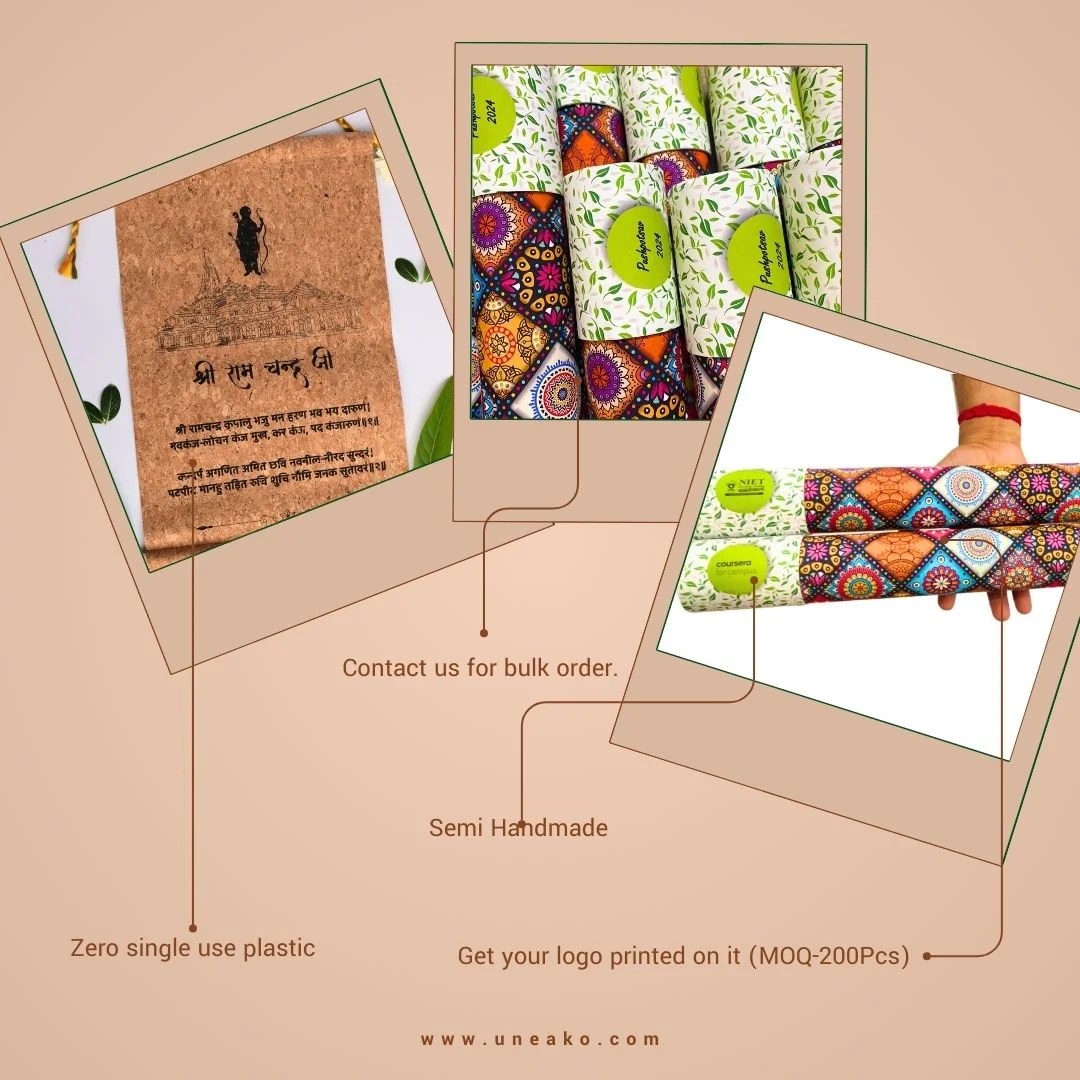 Ecofriendly farmaan scroll made with waste of cork foldable