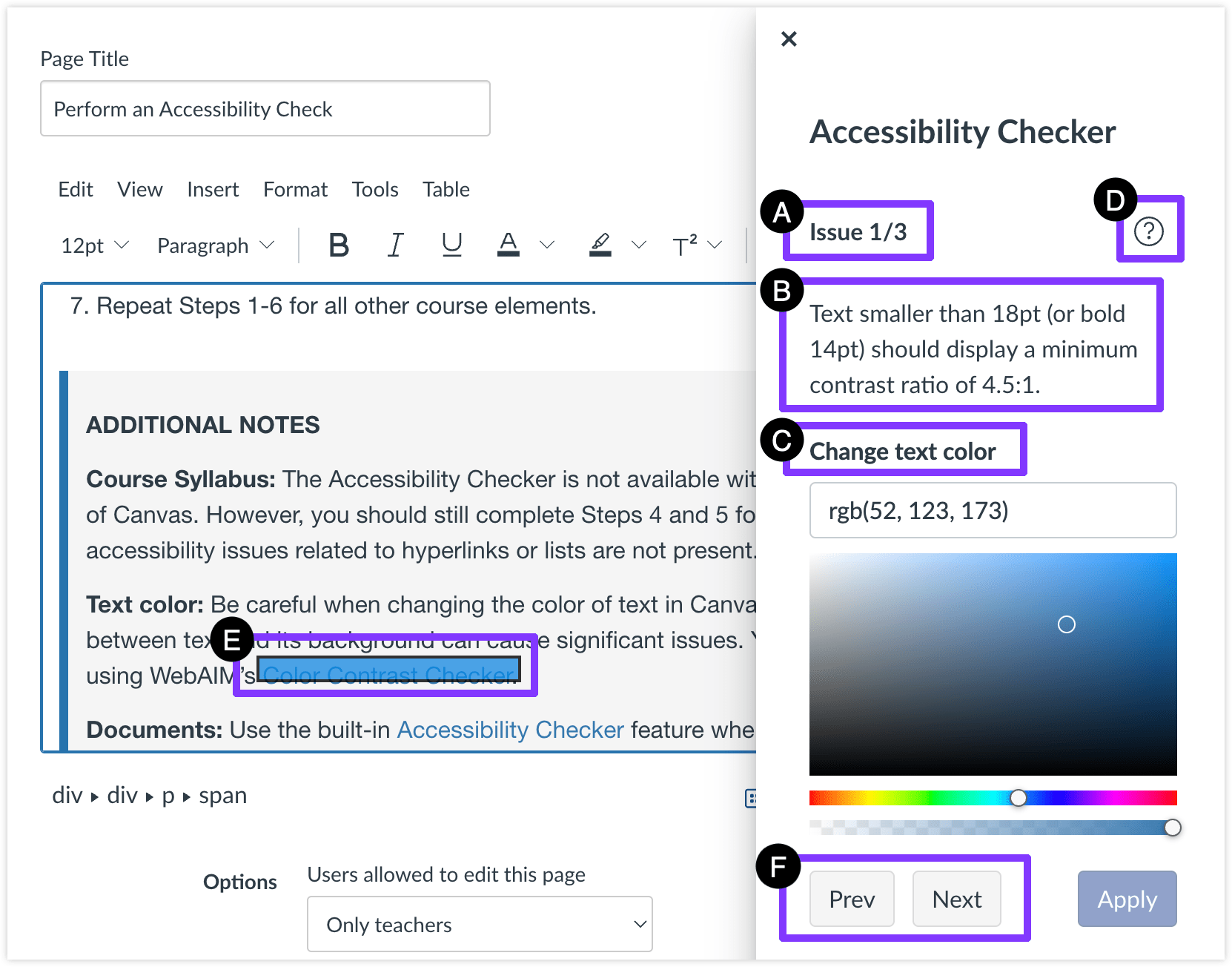 Use the Canvas Accessibility Checker Instructor Knowledge Base