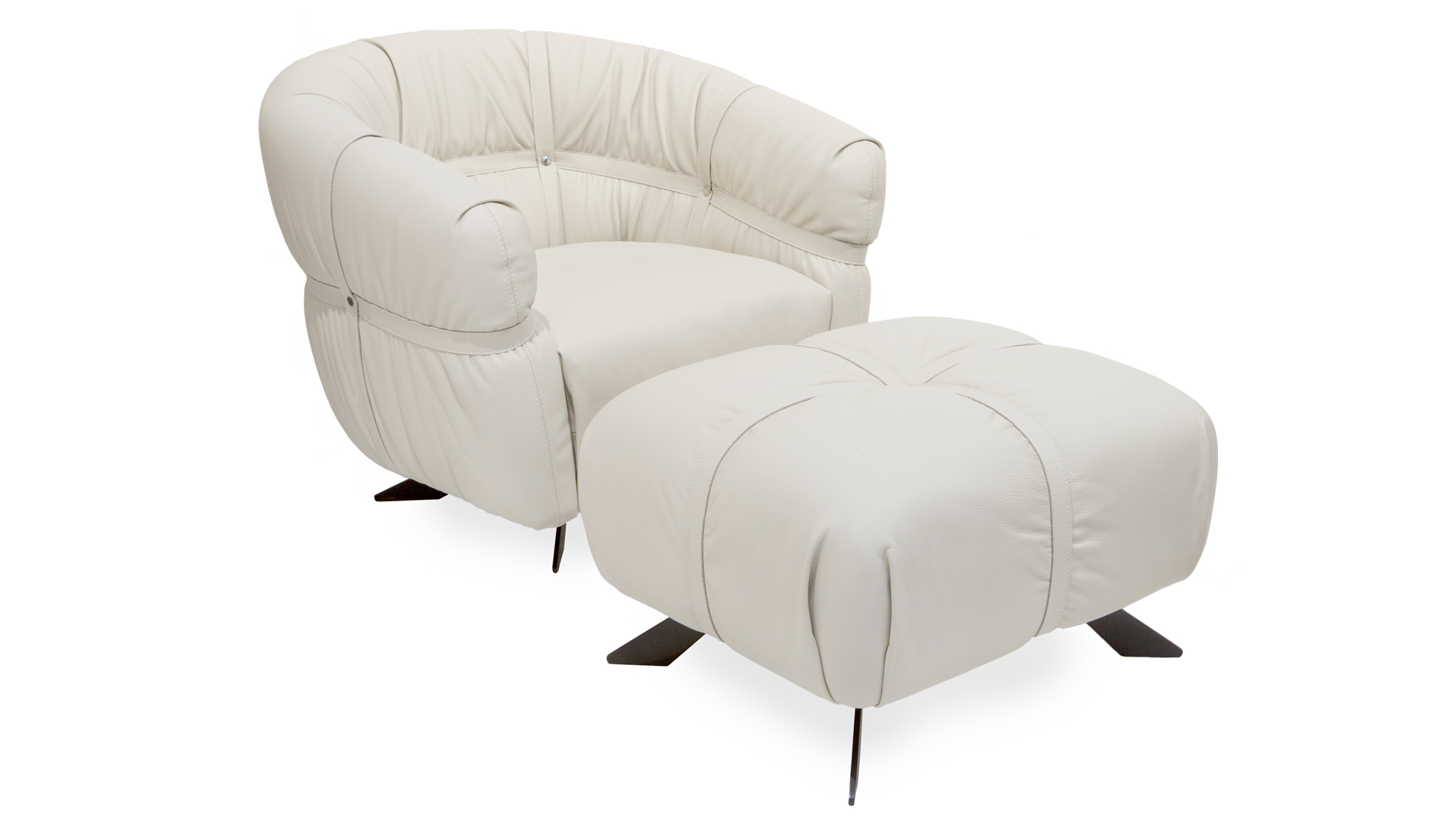 Fauteuil pivotant en cuir , Par Gamma Un fauteuil pour deux