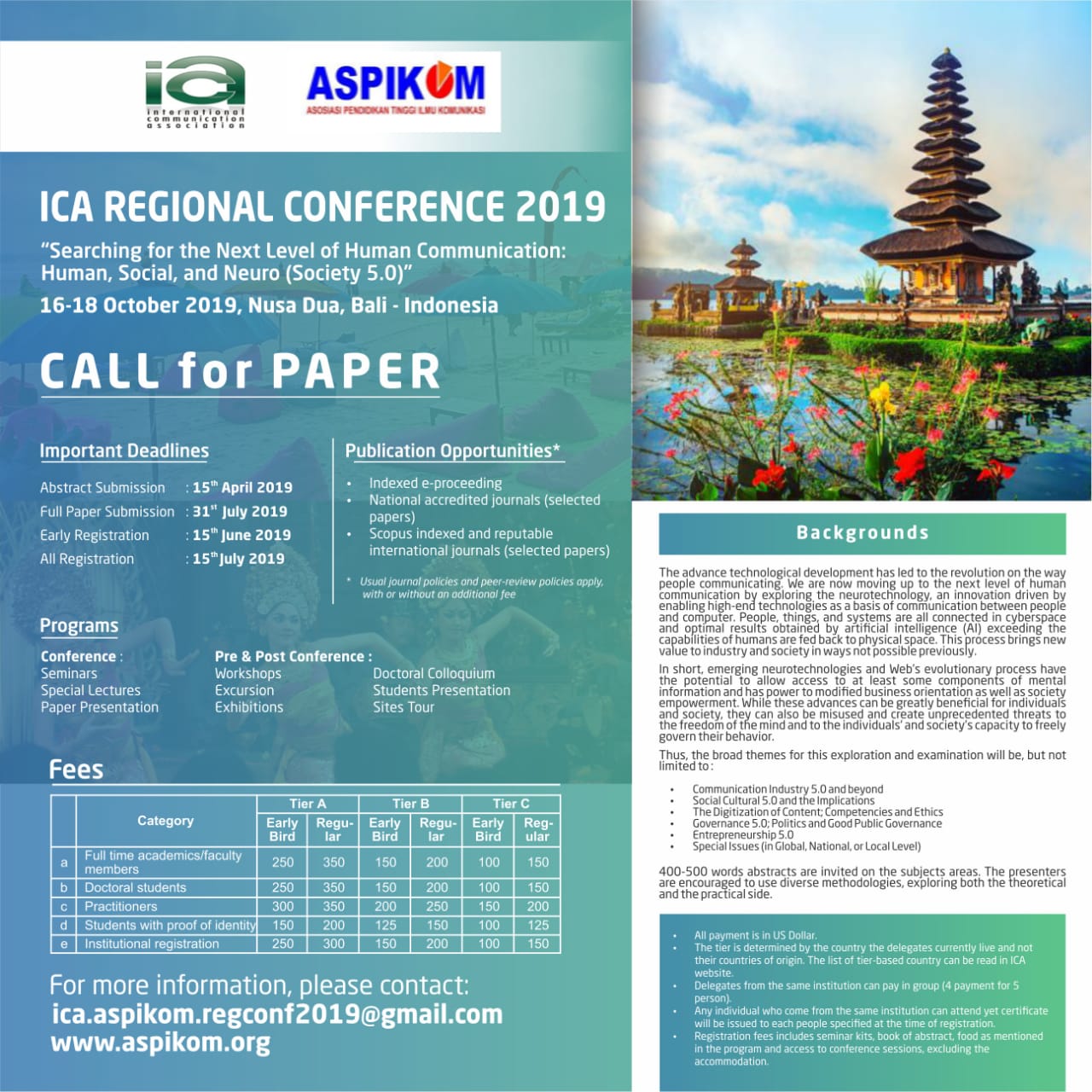 ICA Regional Conference 2019 Department of Communication