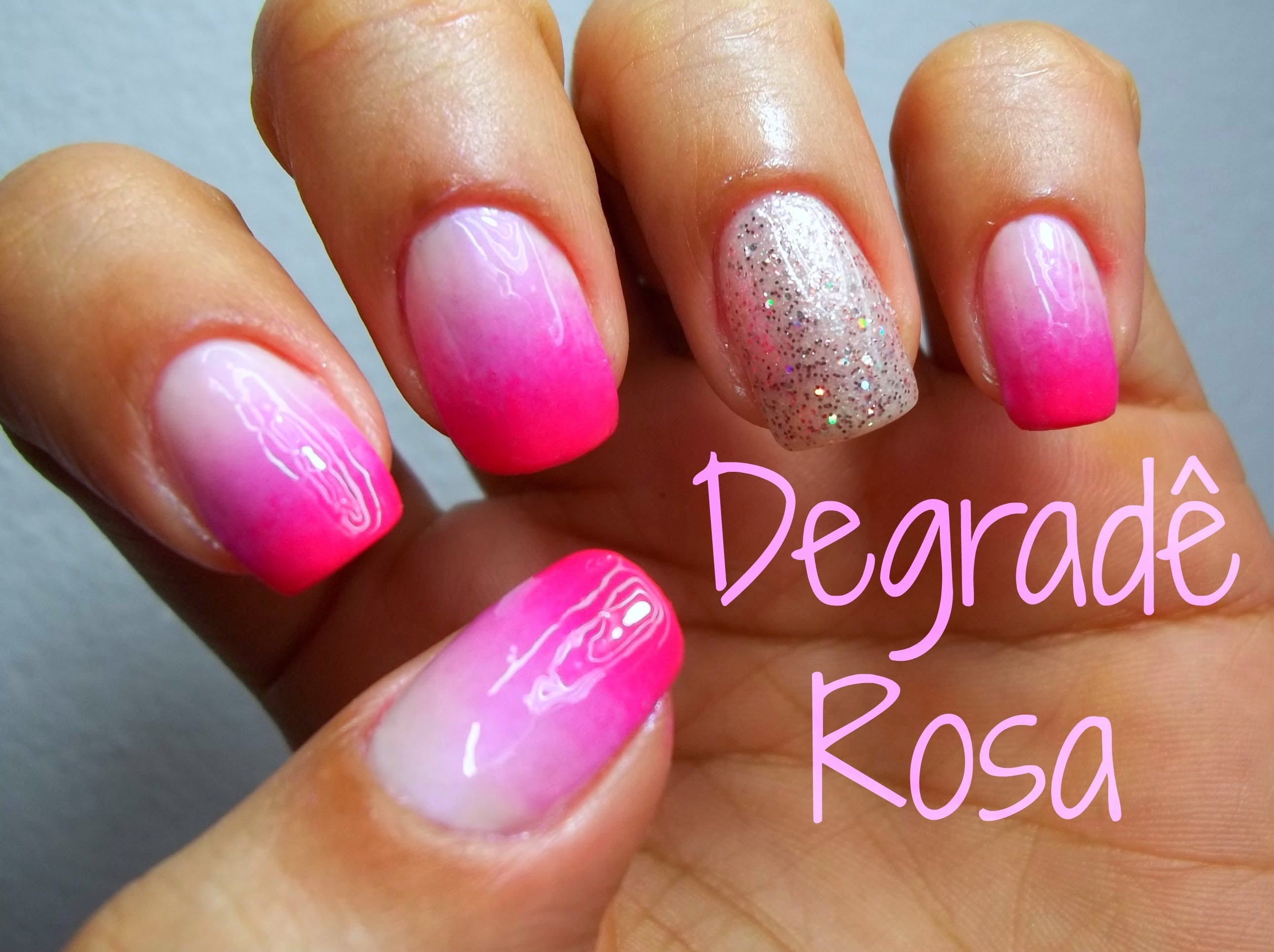 Unha Decorada Fácil Degradê Rosa Nail Art Tutorial