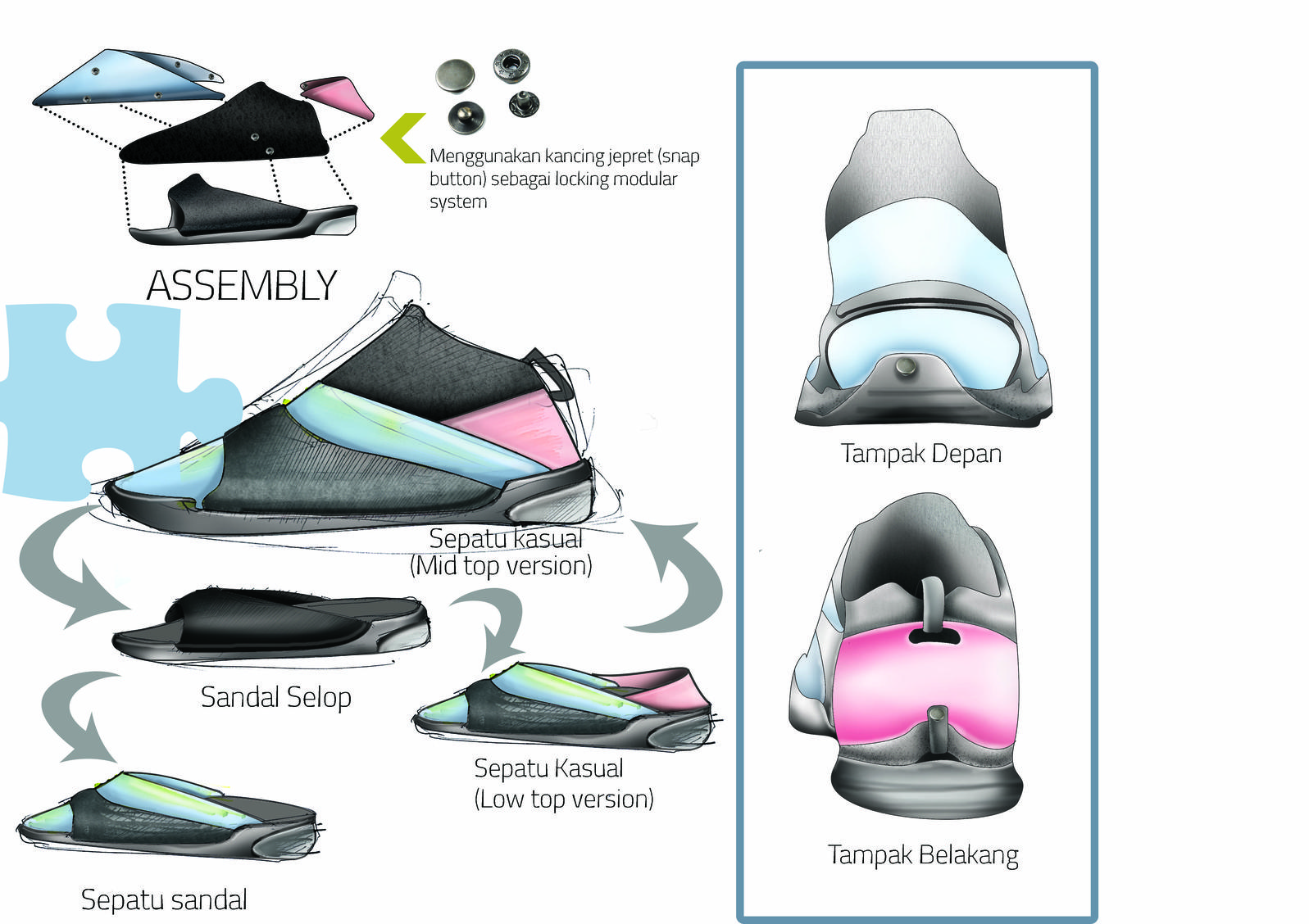 modular shoes for traveler