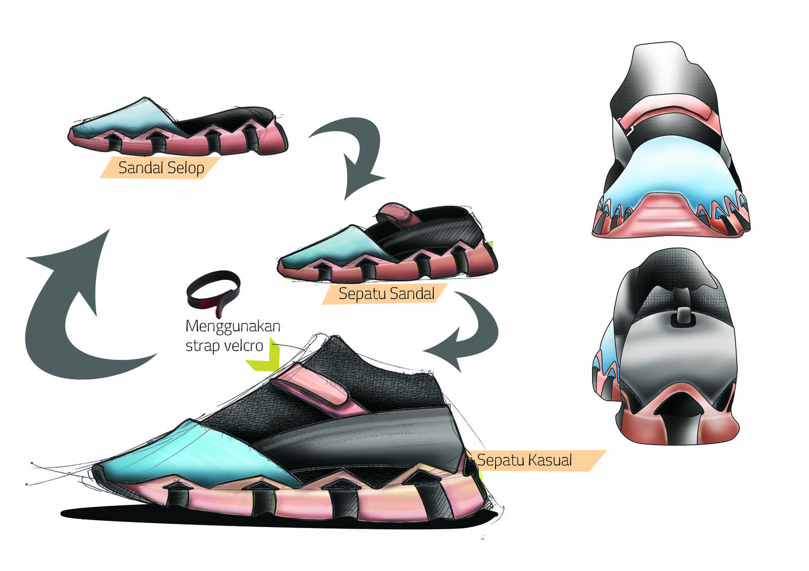modular shoes for traveler