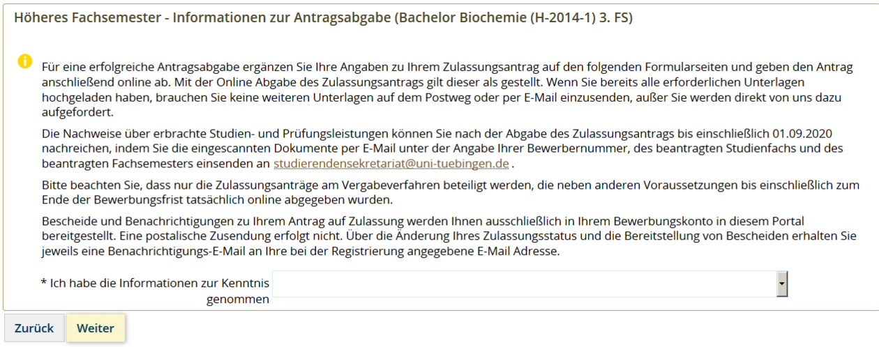 Beispielbewerbung 3. Fachsemester Biochemie Universität Tübingen