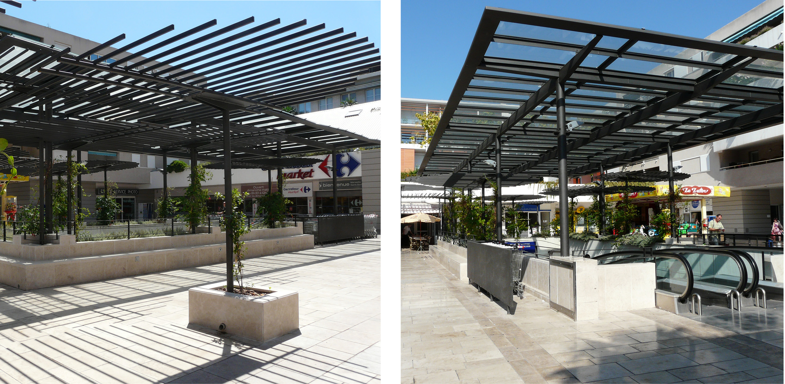 Espaces extérieurs centre commercial SaintBarnabé Village•UNIC