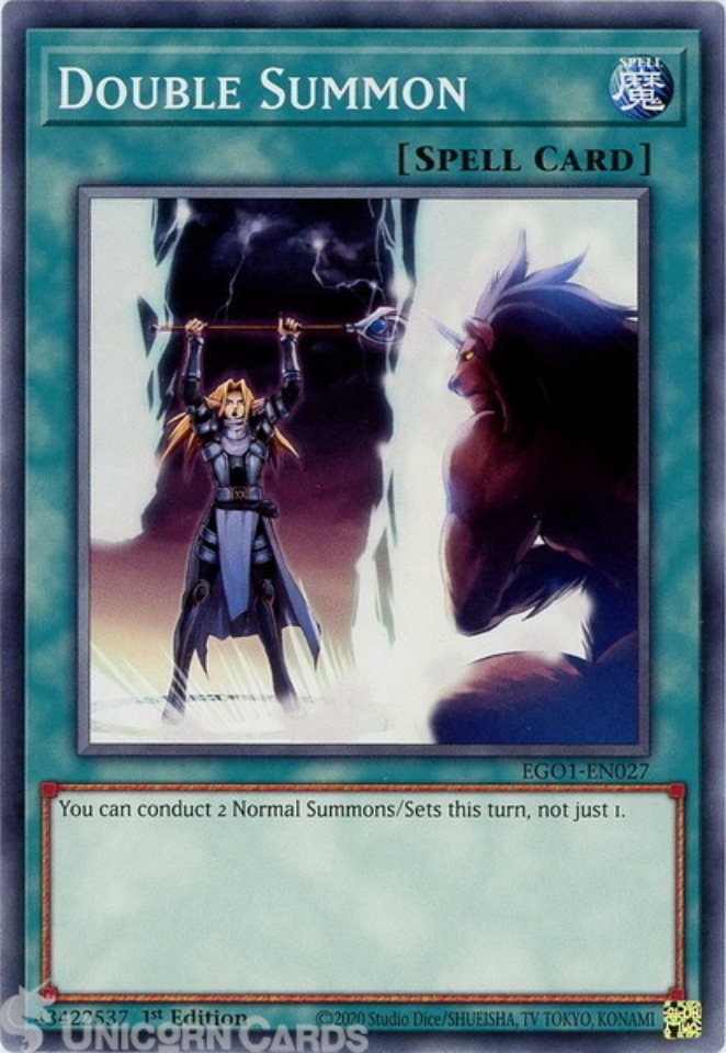 EGO1EN027 Double Summon Common 1st Edition Mint YuGiOh Card Unicorn
