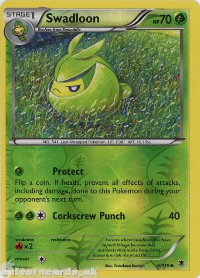 Swadloon 6/119 Phantom Forces Reverse Holo Mint Pokemon Card Unicorn