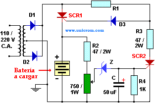 Cargador de batería de 12 voltios para auto - Electrónica Unicrom