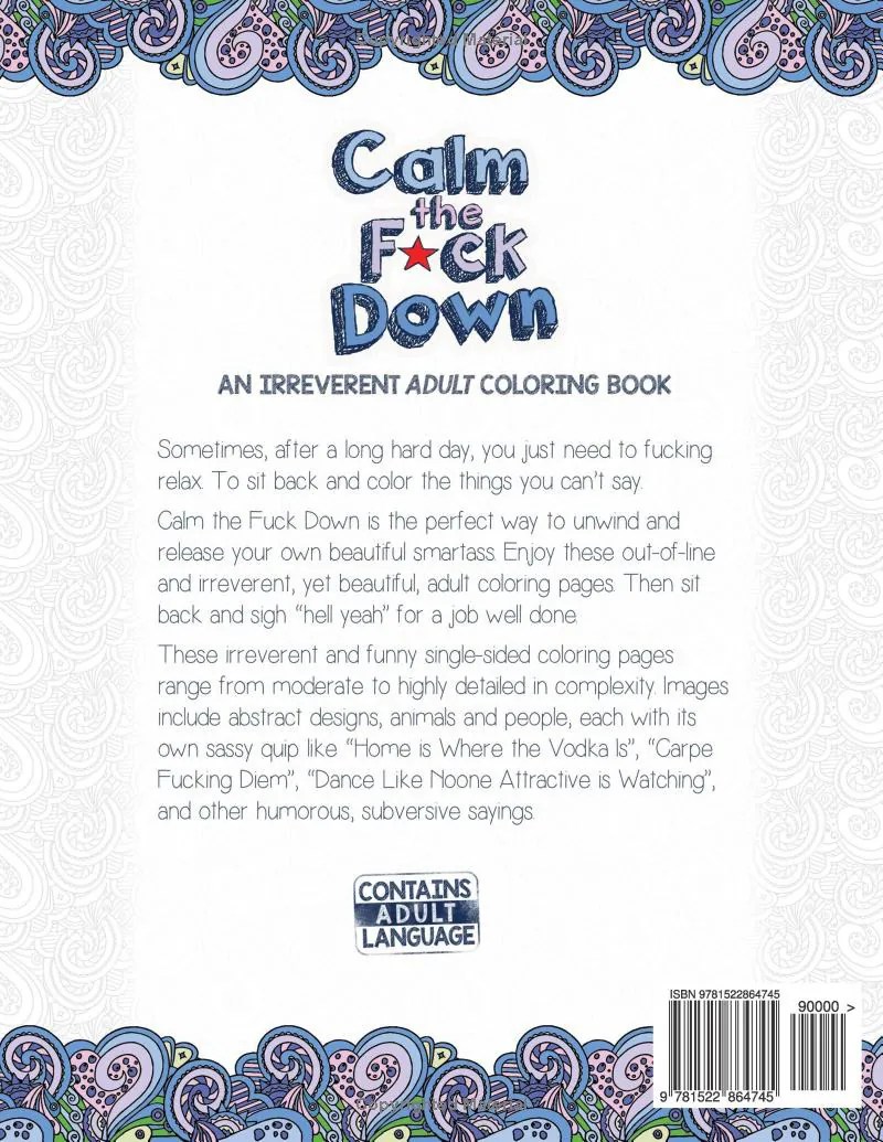 Calm The F*ck Down Coloring Book Unicun