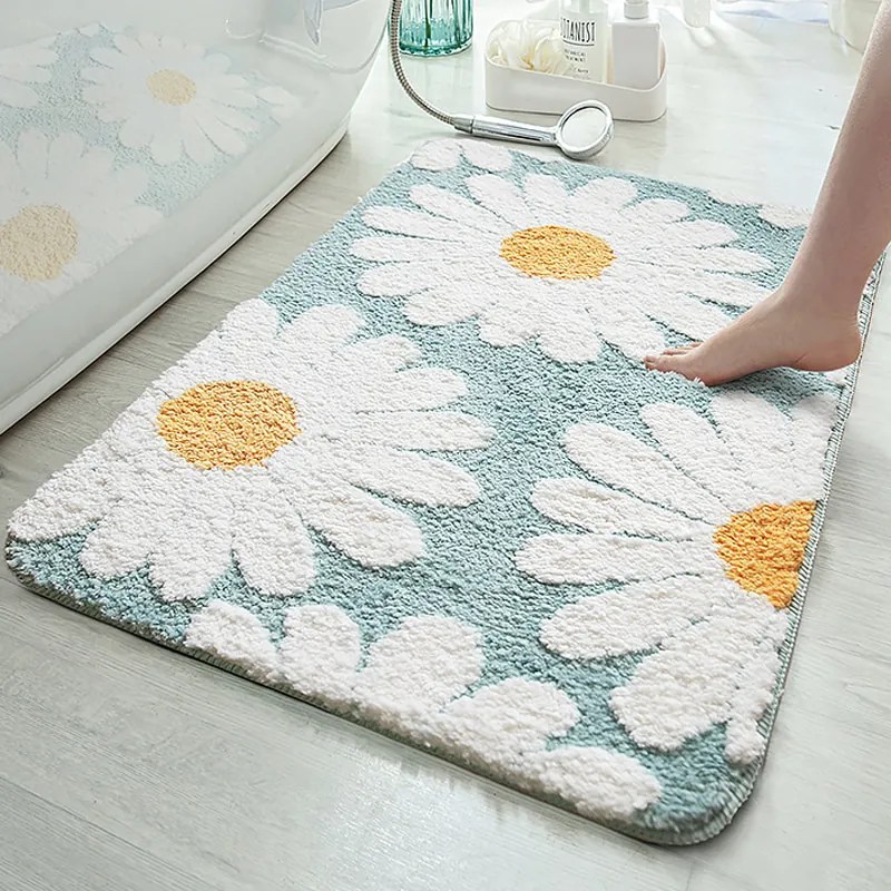 Fluffy Daisy Bathroom Mat Unicun