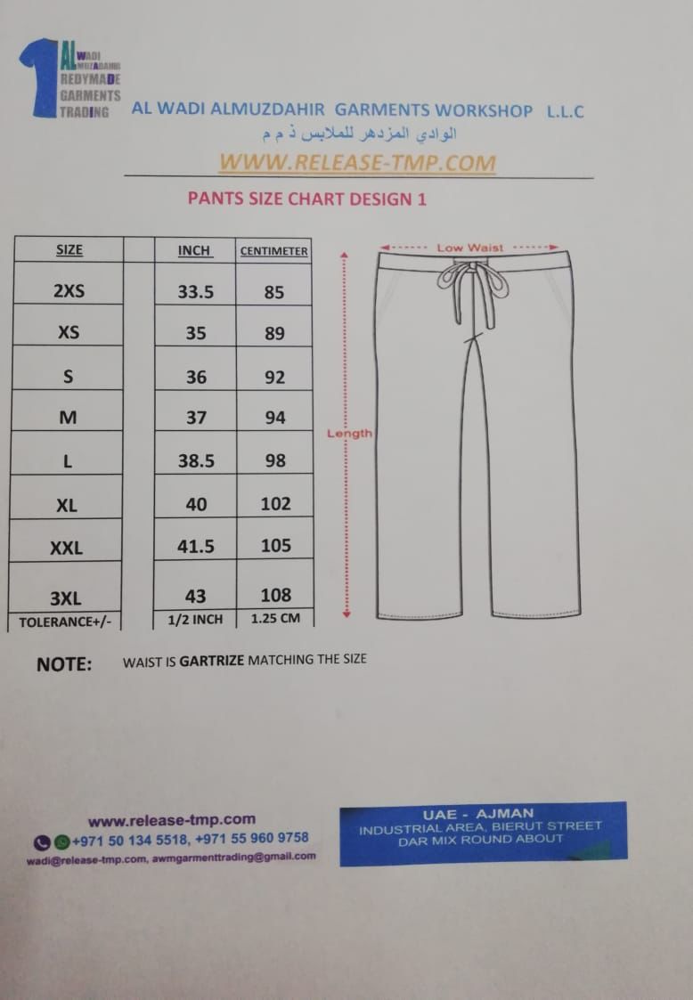 Size Charts - uniforms-uae - Scrub Suit size chart Shirts Size Chart