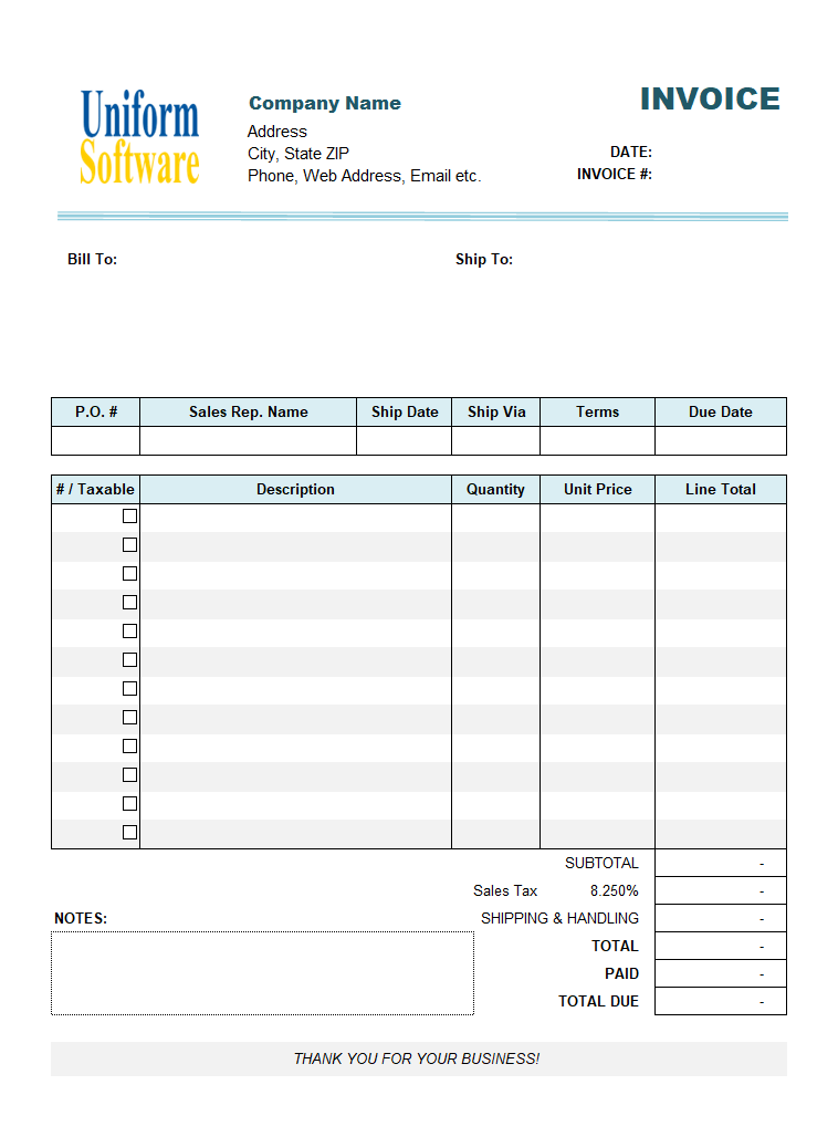161 FiveColumn Invoice Templates (91105)