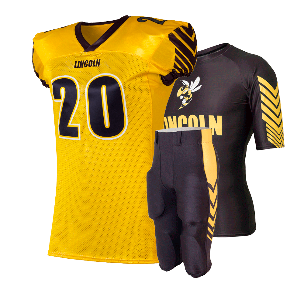 Choose Yellow and Black Custom Football Uniform Set