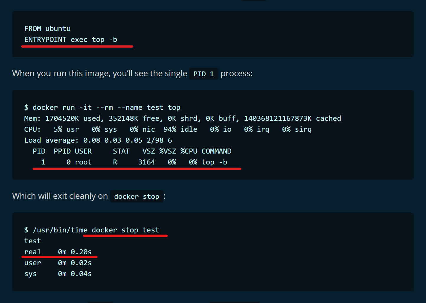 dockerpid1andcontainerstop unihon's