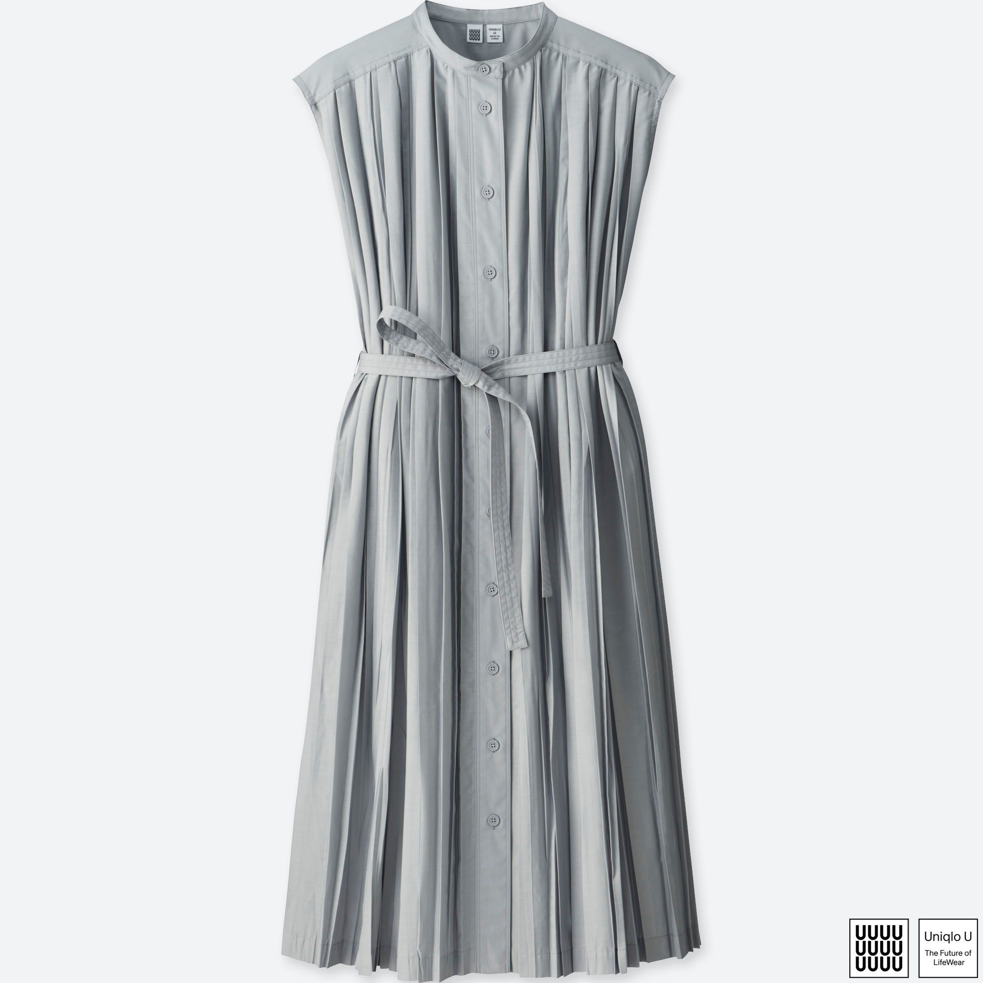 WOMEN UNIQLO U PLEATED SLEEVELESS SHIRT DRESS UNIQLO UK