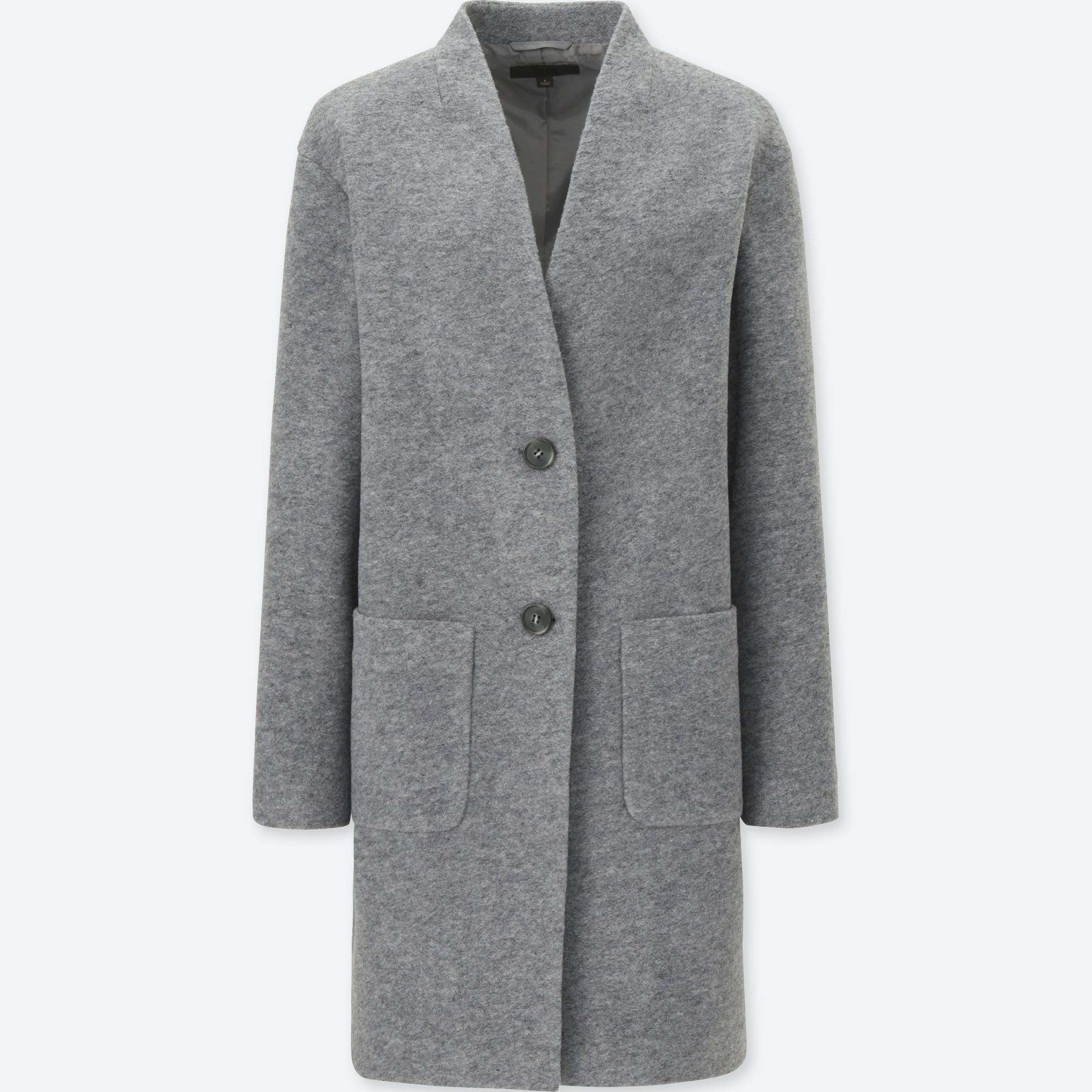 WOMEN SOFT WOOL BLEND COLLARLESS COAT UNIQLO US