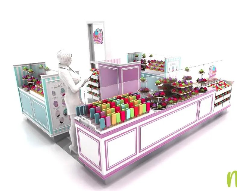 Mall used Cupcake kiosk design concept for sweet cake retail
