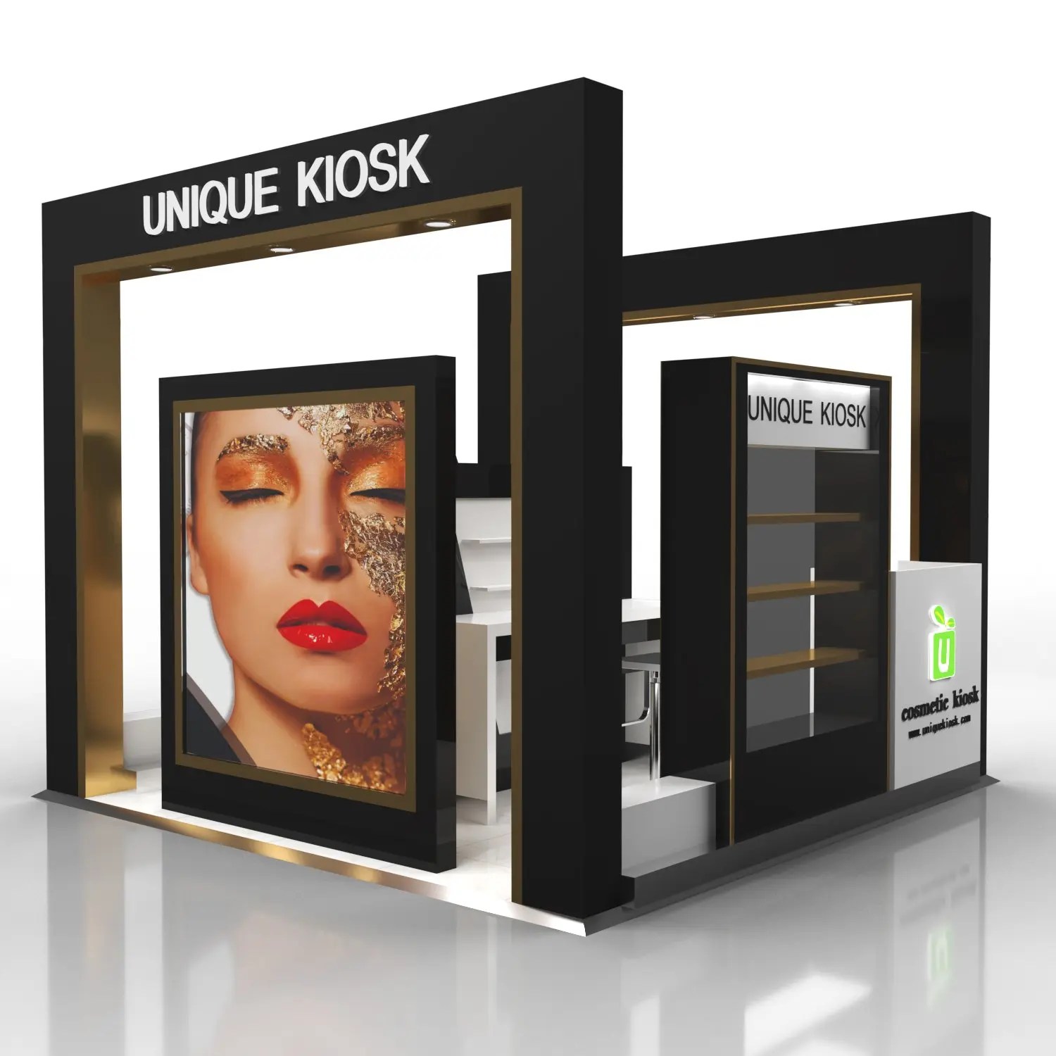 Stainless steel unique cosmetic kiosk for shopping mall