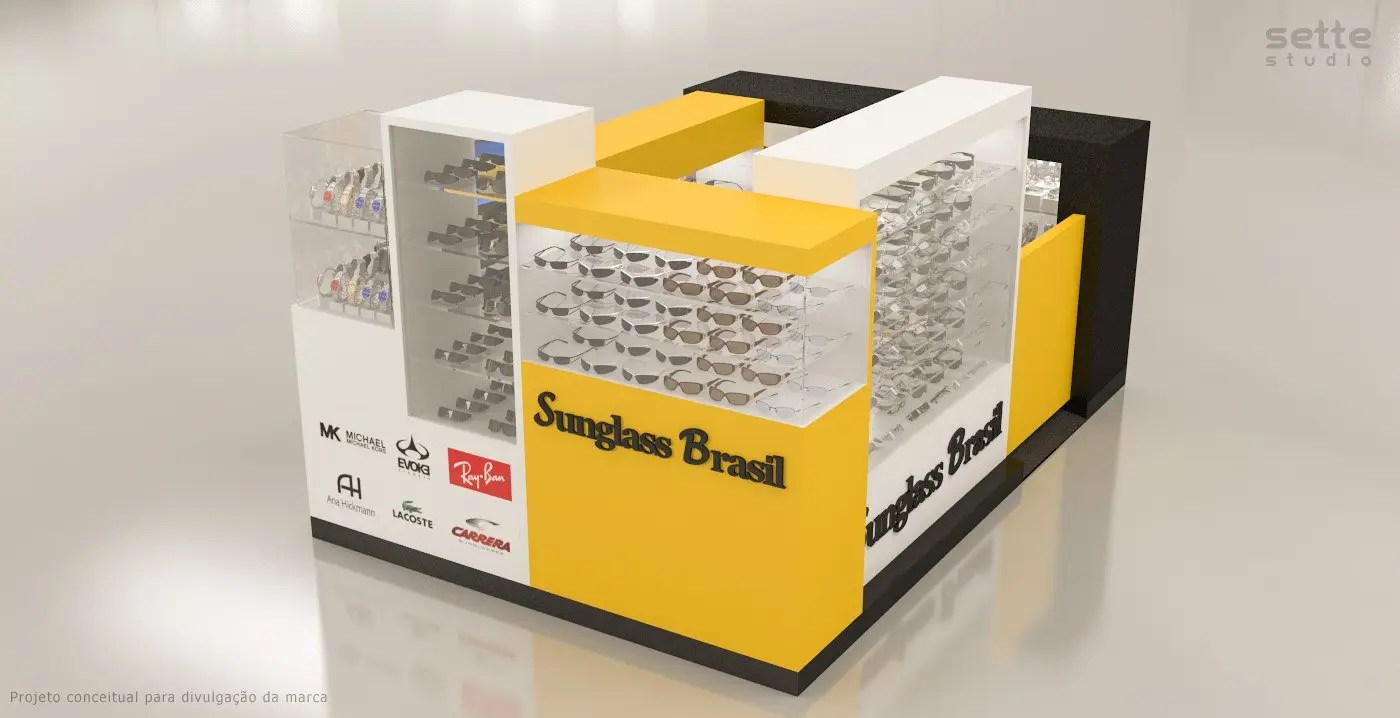 Customized Eyewear Kiosk Design Sunglass Mall Kiosk Modern