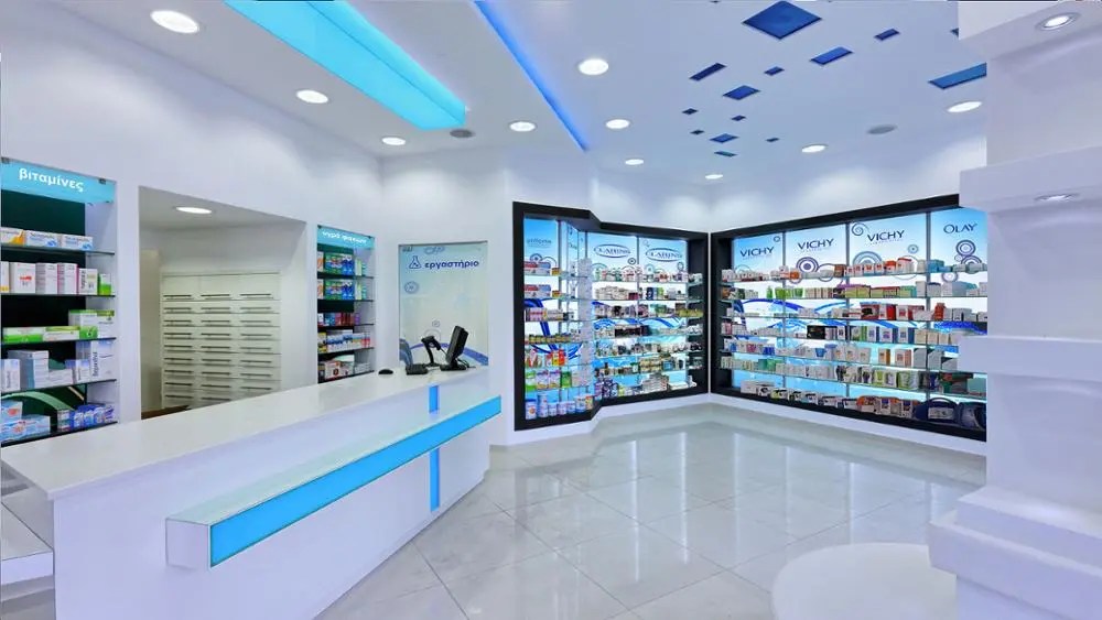Modern Customized Pharmacy Counter And Medical Shop Display