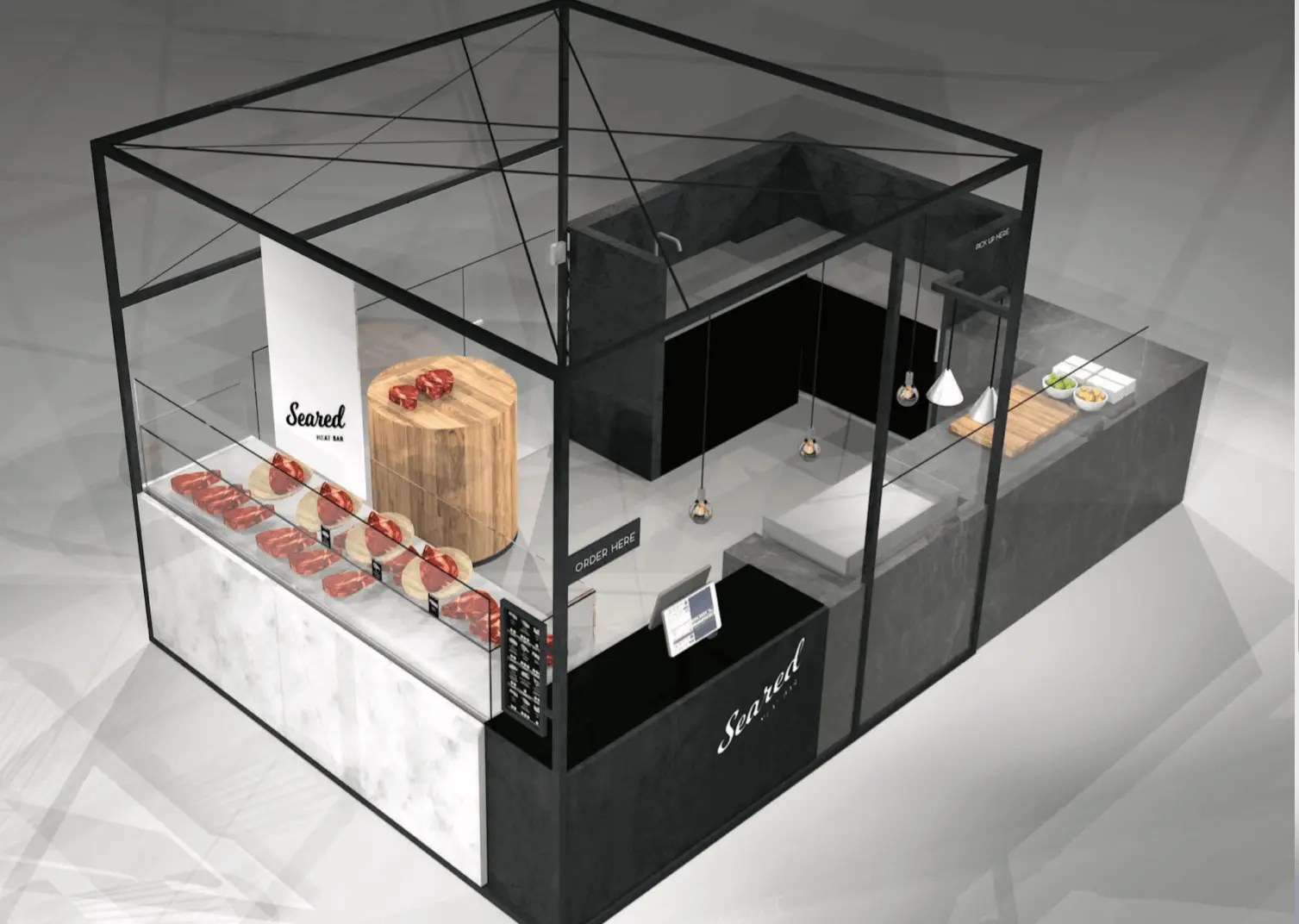 Modern style steak kiosk shopping mall special food stall