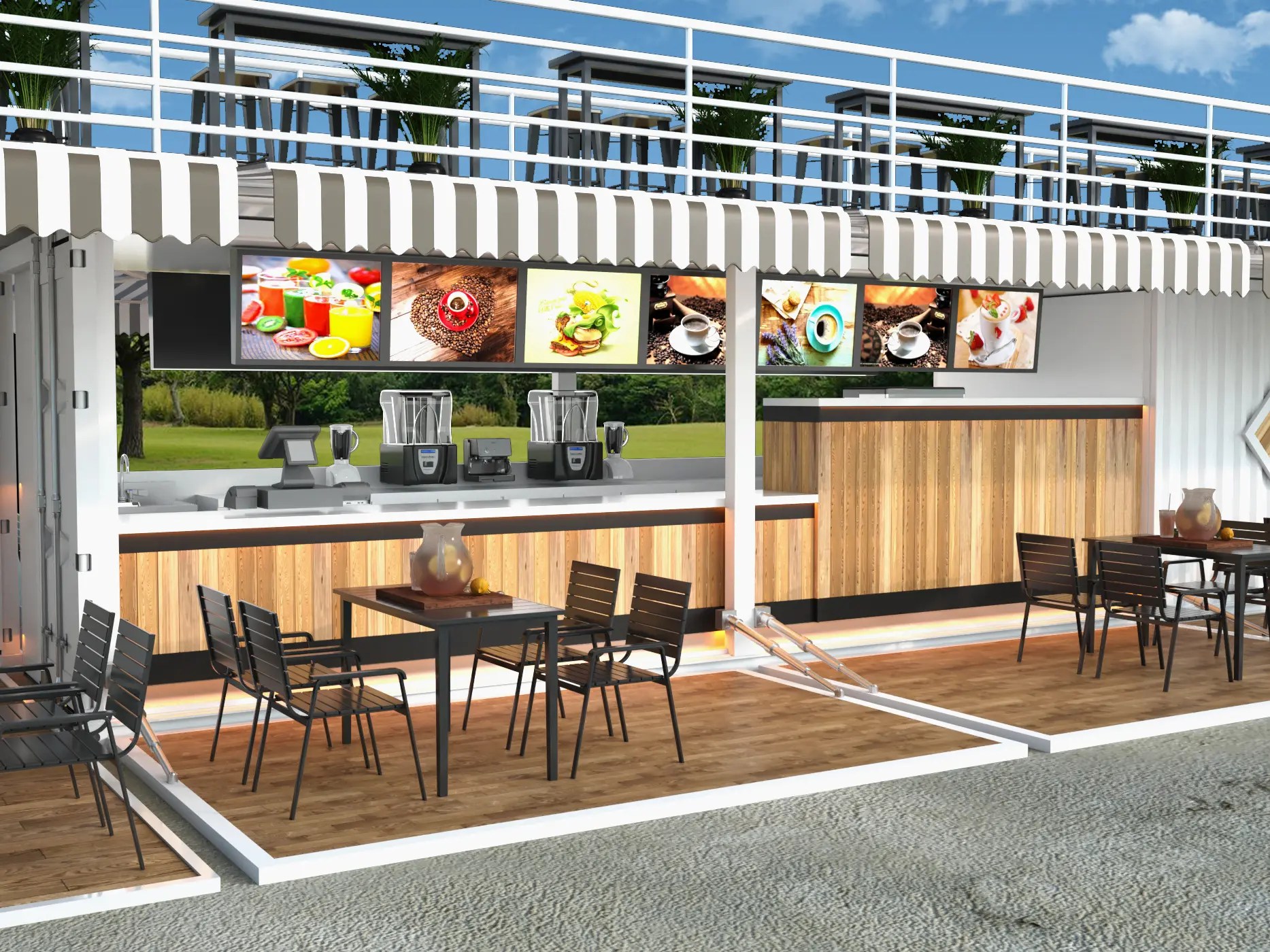 40ft container food kiosk customize outdoor fast food shop