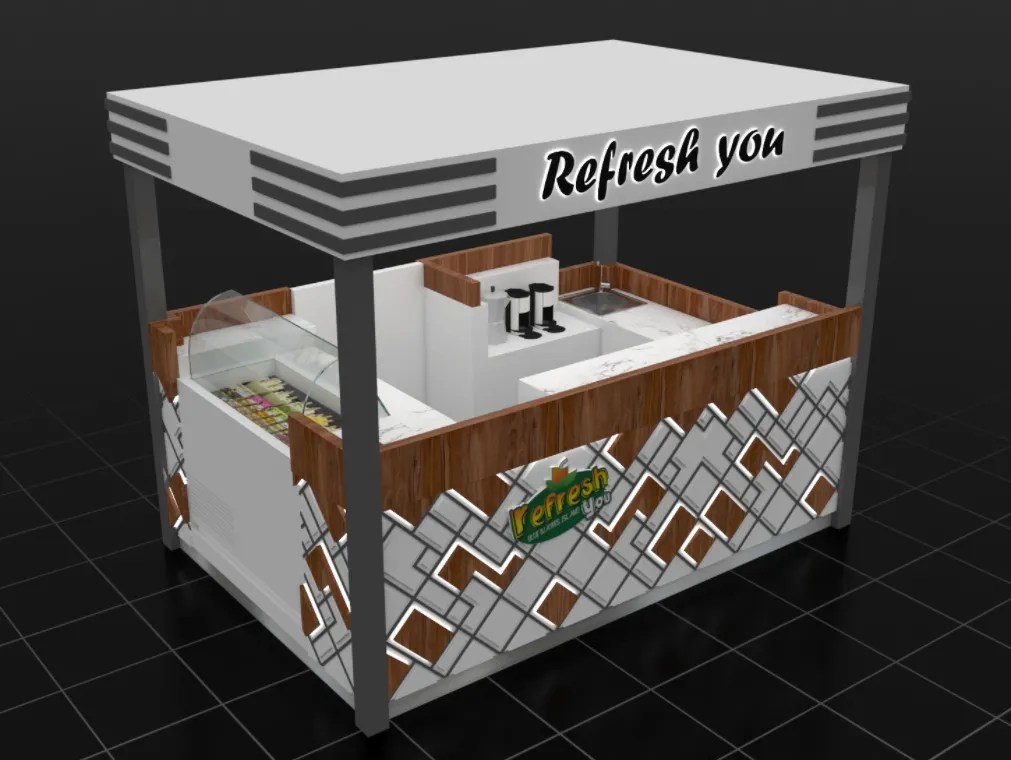 Modern Fresh Fruit Counter and Juice Kiosk with Roof