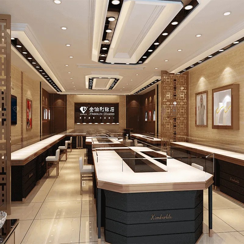 Luxury Jewelry Shop Interior Design Exquisite Earings Necklace Display