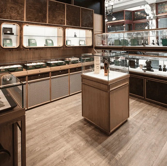 Retro Jewelry Shop Showcase Customized Jewelry Store Indoor Display Fixture