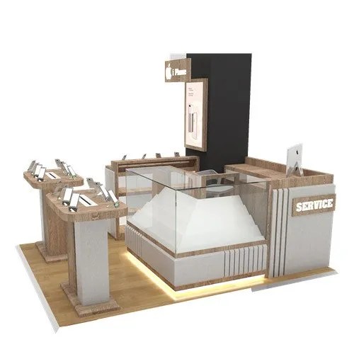 Modern type cell phone kiosk tempered glass display showcase