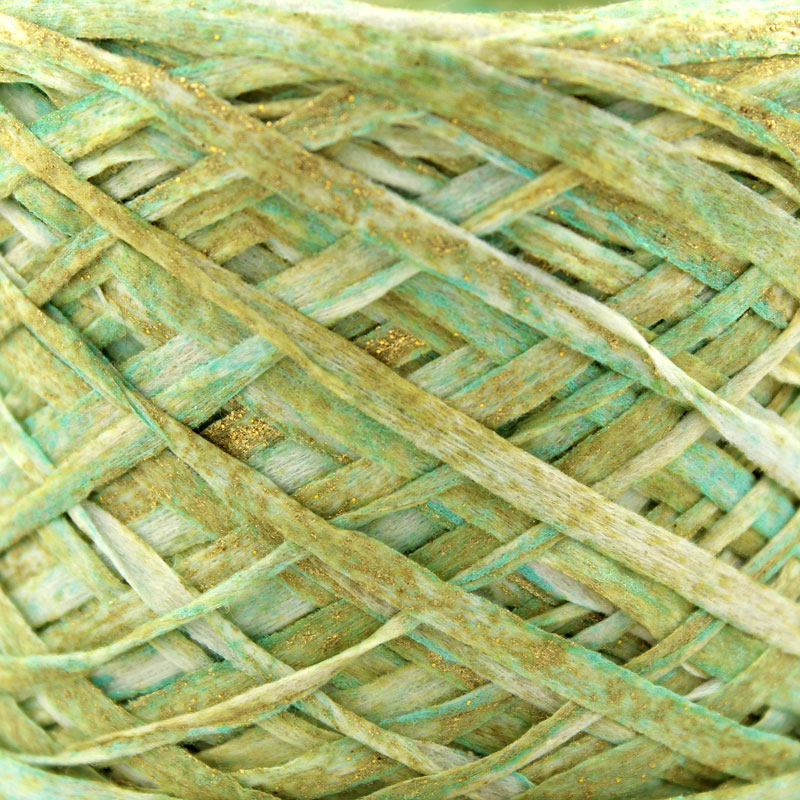 Gold and Green Raffia Yarn Unique Yarns Co.