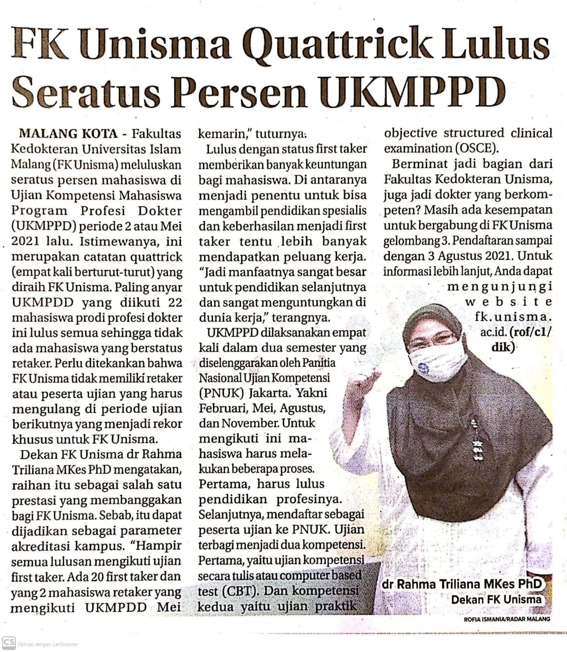 BERITA SEPUTAR UNISMA SABTU 3 JULI 2021 UNIVERSITAS