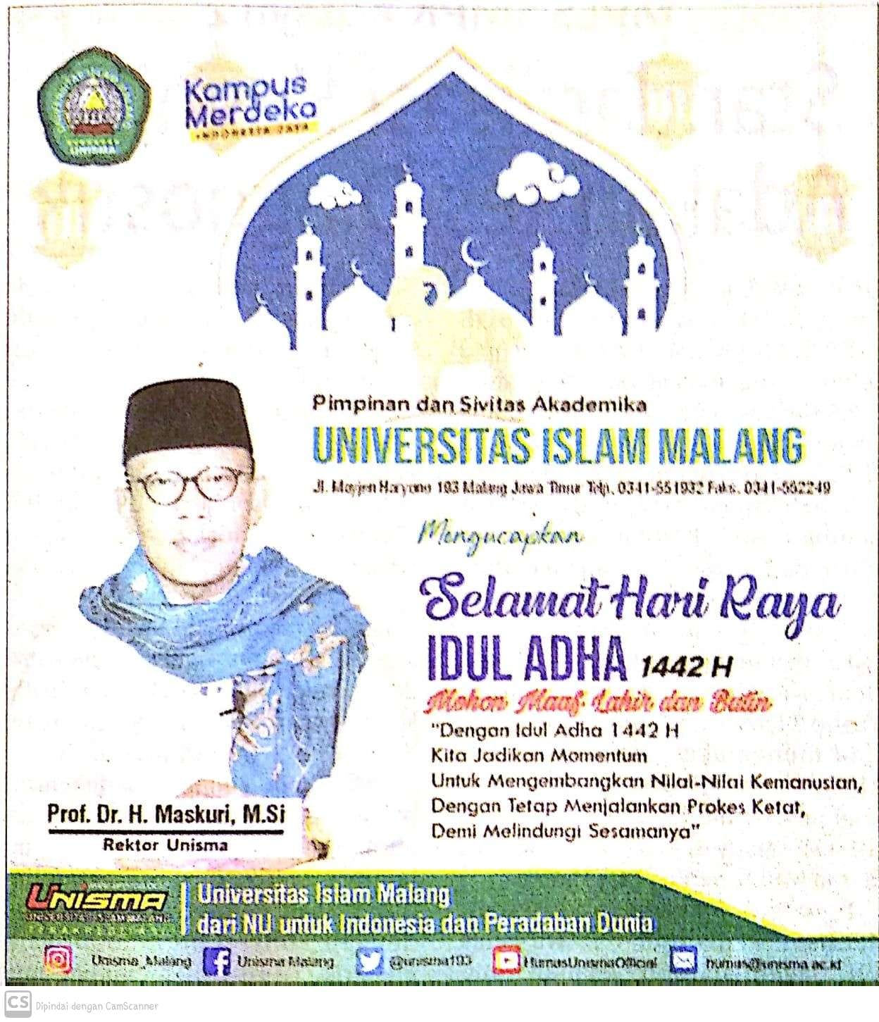 BERITA SEPUTAR UNISMA RABU 21 JULI 2021 UNIVERSITY OF