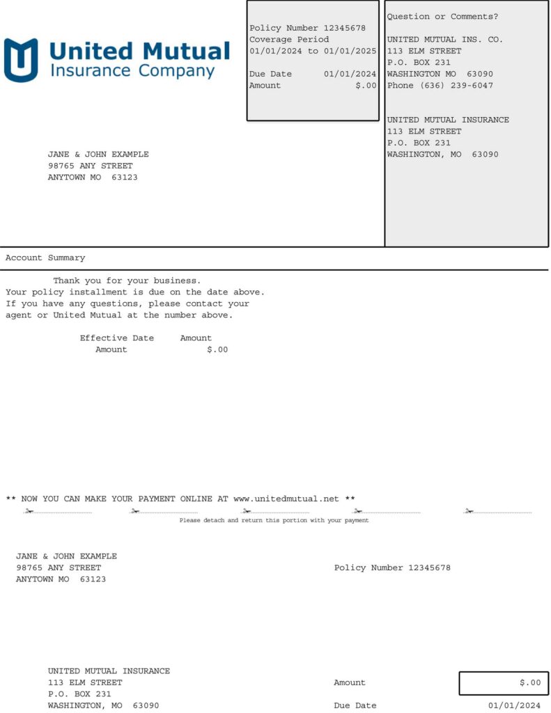 Payment United Mutual Insurance Company