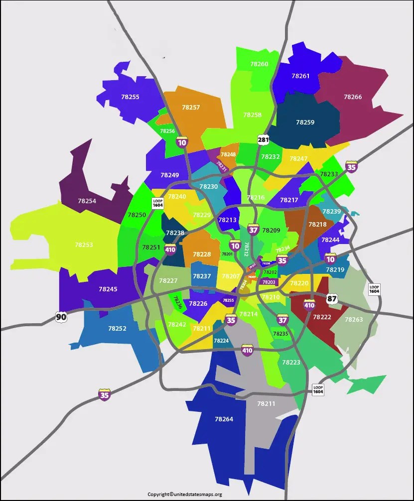 San Antonio Zip Code Map Map of San Antonio Zip Codes